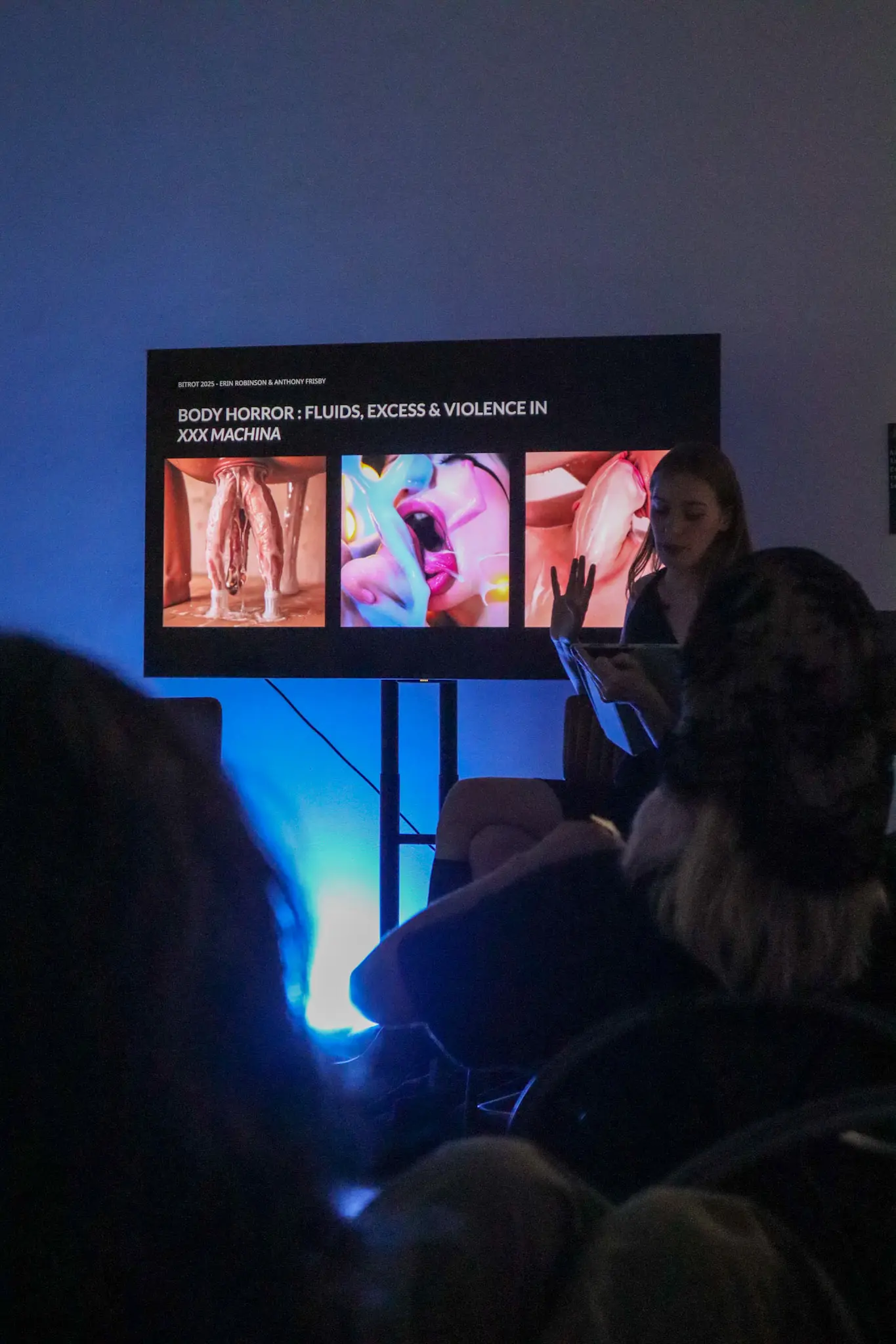 Projected visuals during Artificial Intimacies talk