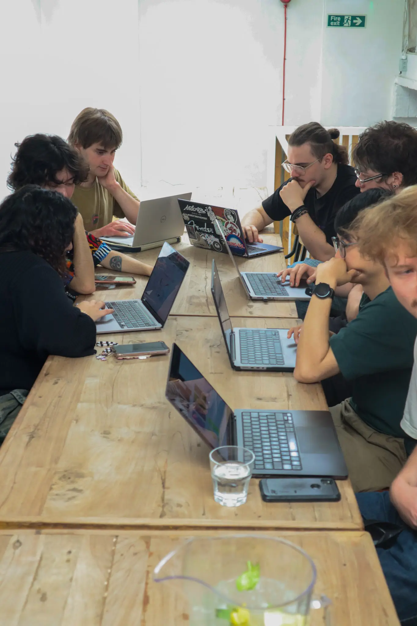 Participants coding together at glitch workshop