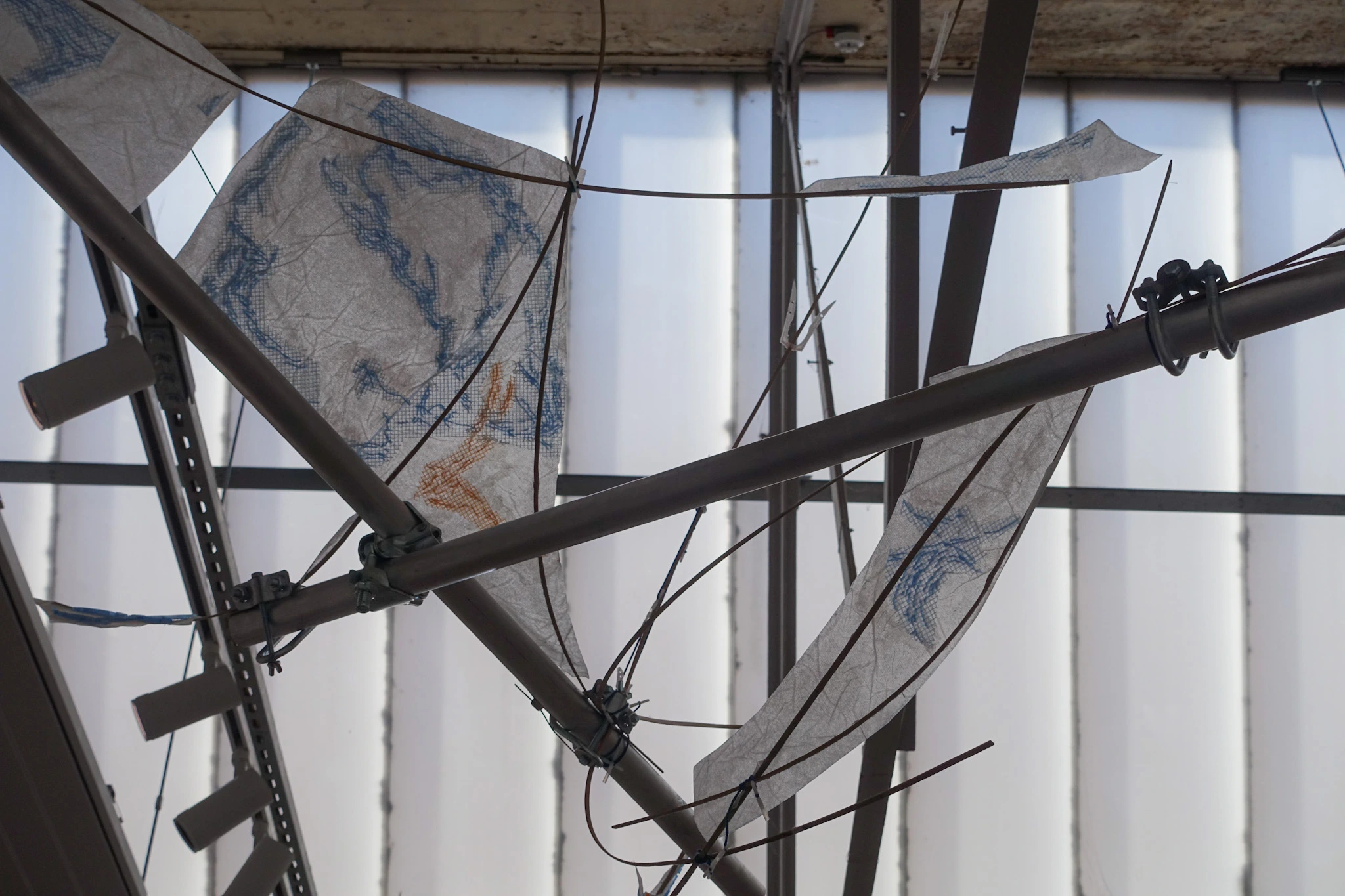 sculpture with skylight behind