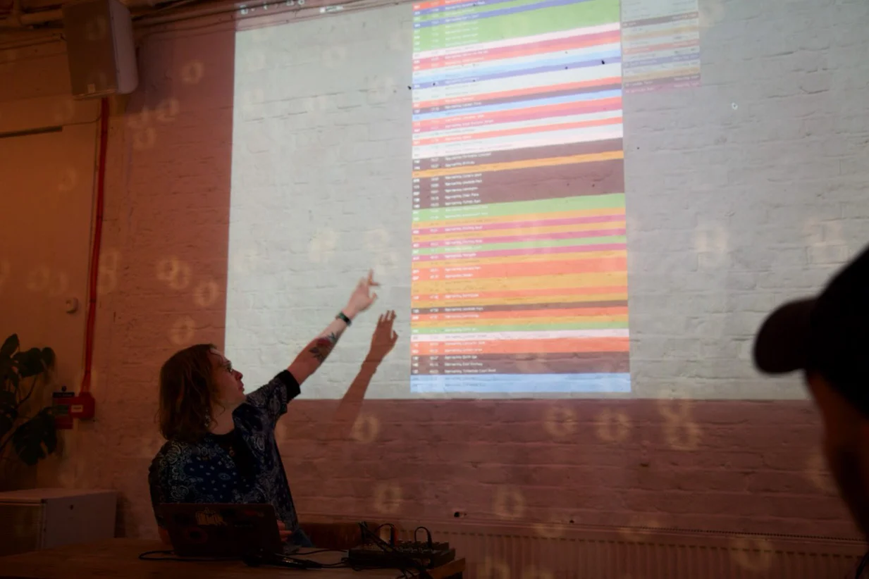 Person presenting at open projector event