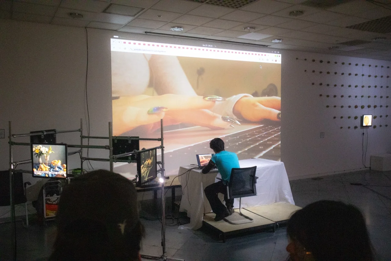 Lagtime Seedling performing at Phreaking Collective's Does Cloud Compute (ever) Precipitate? exhibition, London, 2026