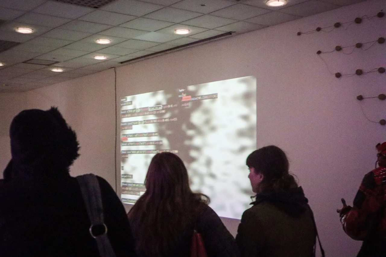 Audience watching That Sounds Exciting! at Does Cloud Compute (ever) Precipitate?, Phreaking Collective, London, 2026