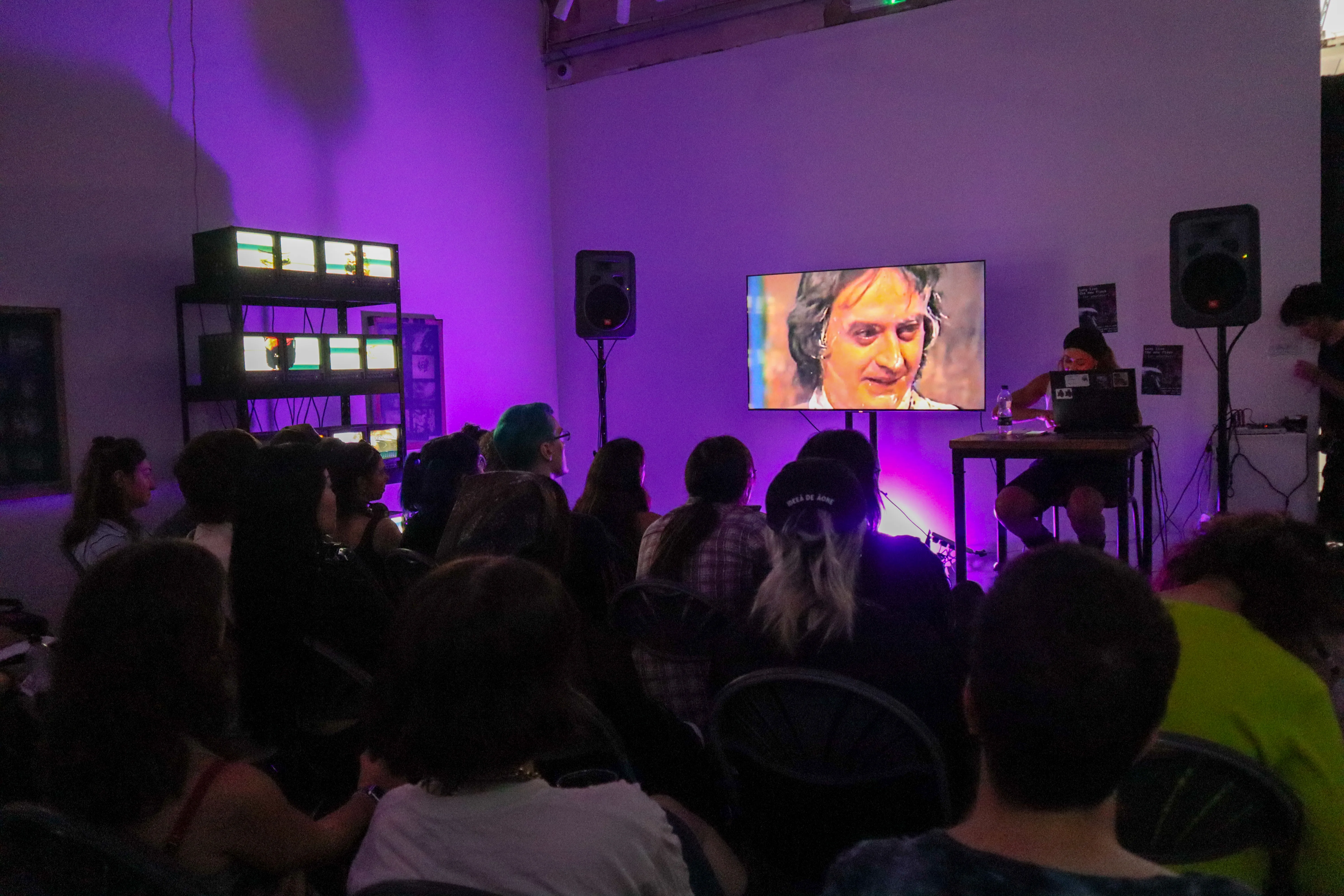 Audience at Dian Joy's Long Live The New Flesh lecture, BitRot, Phreaking Collective, London, 2025